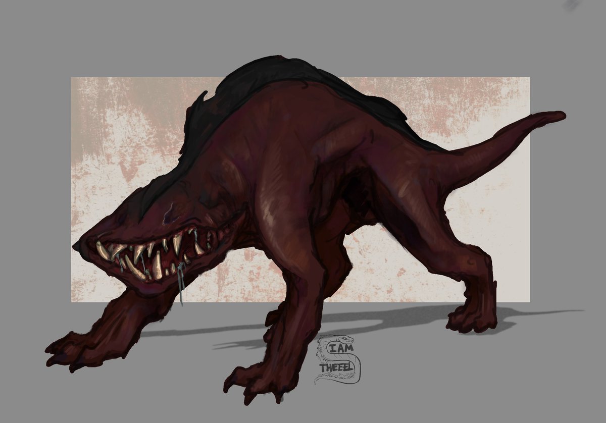 iamthe_eel's tweet photo. Starting a series, because i've been playing Lethal Company recently, I'm also adding my own little flair to the creatures.  

 First up is Eyeless Dogs! https://t.co/5zRblMerAt