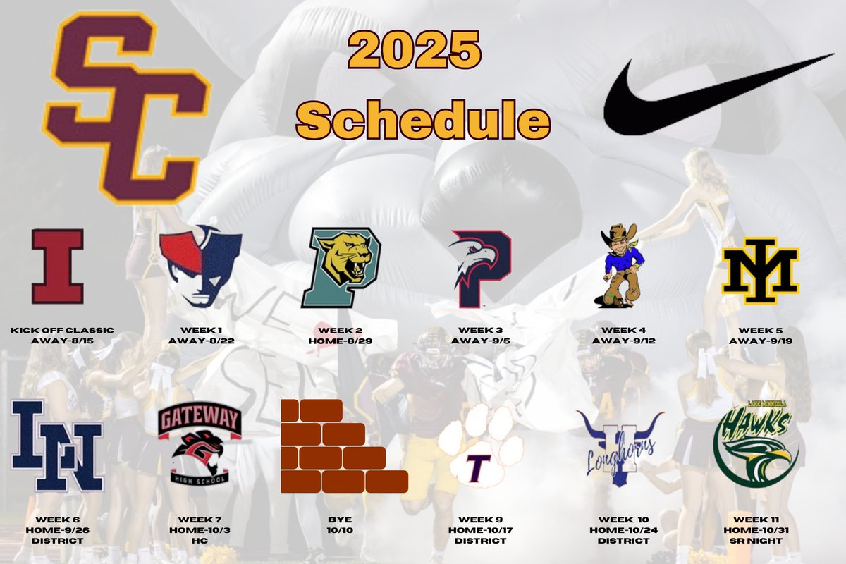 Official 2025 Varsity Football Schedule
#BRICKBYBRICK