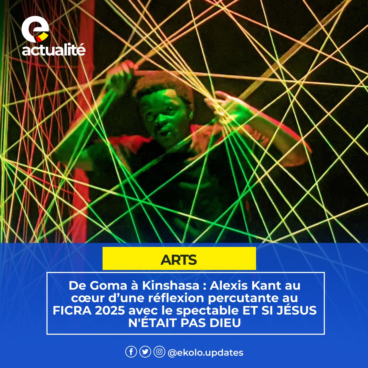 ekoloupdates's tweet photo. Goma, après avoir traversé d’innombrables épreuves, notamment celles imposées par les violences de la guerre, Alexis Kant, s’exporte au delà de ces murs dubitatifs et se produit à Kinshasa dans le cadre de la 2e édition du Festival International des Créations Artistiques (FICRA). https://t.co/7GptX4x5Vo