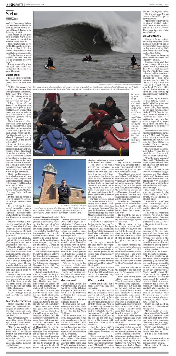 Jim_Seimas's tweet photo. Santa Cruz big wave surfer @aloslebir featured on the cover of today’s @scsentinel Sports section. Thanks to Audrey Lambidakis for the amazing art.
@BWWT @billsharpxxl #LucaPadua #ZachWormhoudt #PeterMel #PatShaughnessy #RyanAugustine #JojoRoper #LucasChumbo #JackSnider #JohnMel https://t.co/nxZpf7vyjb