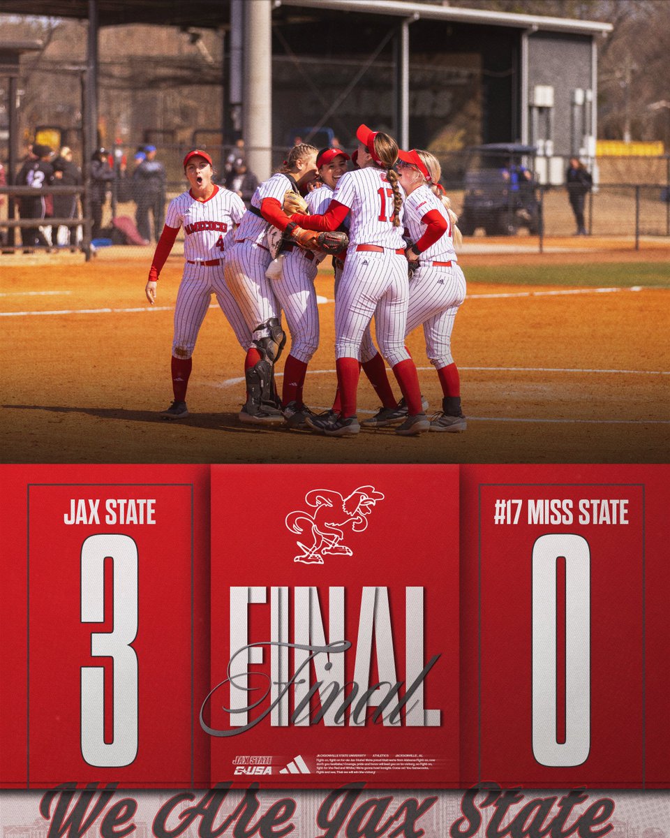 It Just Meant More 😁

Jax State knocks off No. 17 Mississippi State 3-0 in Huntsville. Next up, No. 20 Auburn at 3 PM. 

#StayCocky 🐔 | #FearTheBeak 👌
