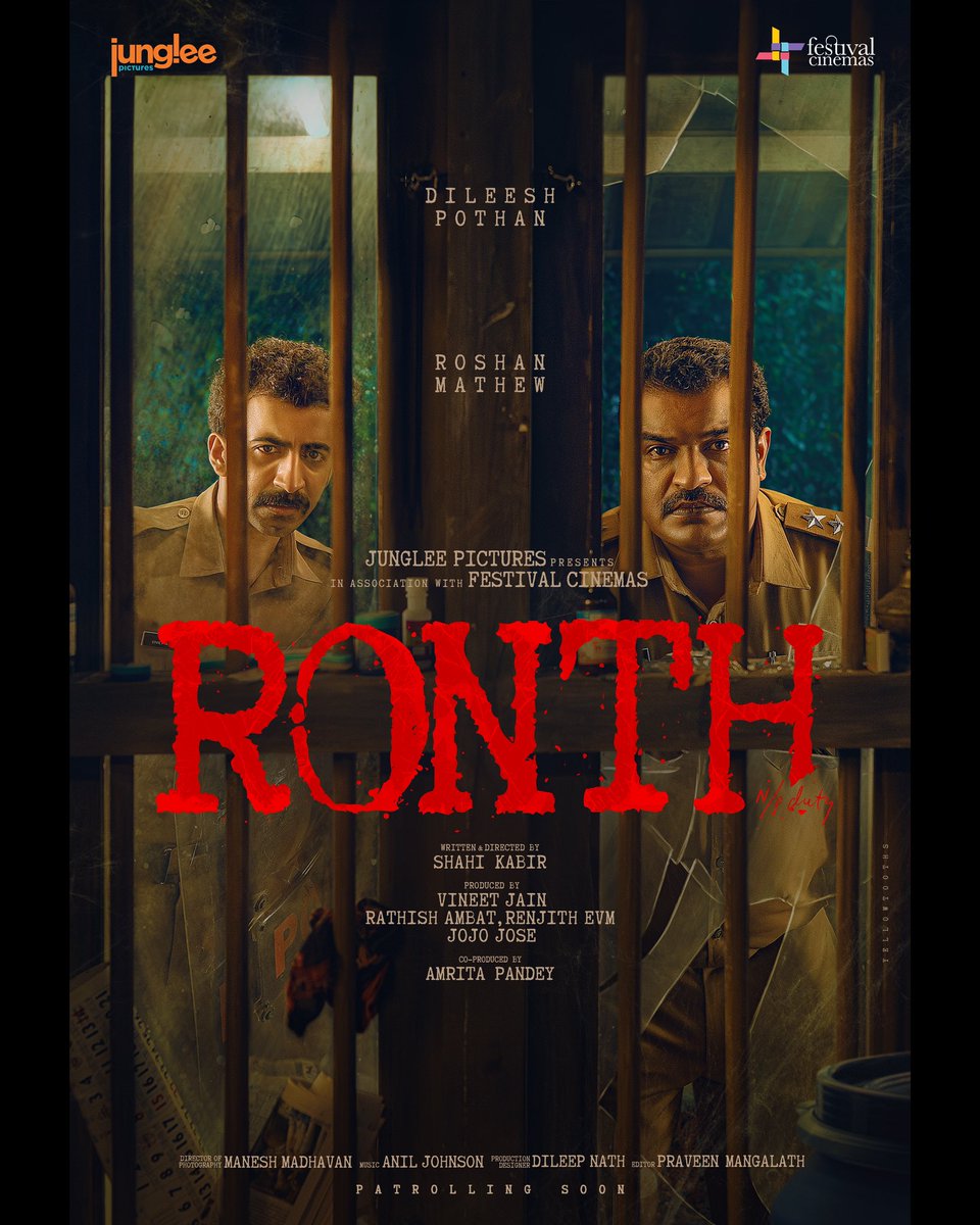 suyashpachauri's tweet photo. 'RONTH' DETAILS JUNGLEE PICTURES' FORASY INTO MALAYALAM FILMS: #FestivalCinemas and #JungleePictures present the #FirstLook and title of the #Malayalam film #Ronth. Starring Dileesh Pothan and Roshan Mathew, it was written and directed by #Shahi Kabir, the #NationalAward https://t.co/OdXd5EhpZ4