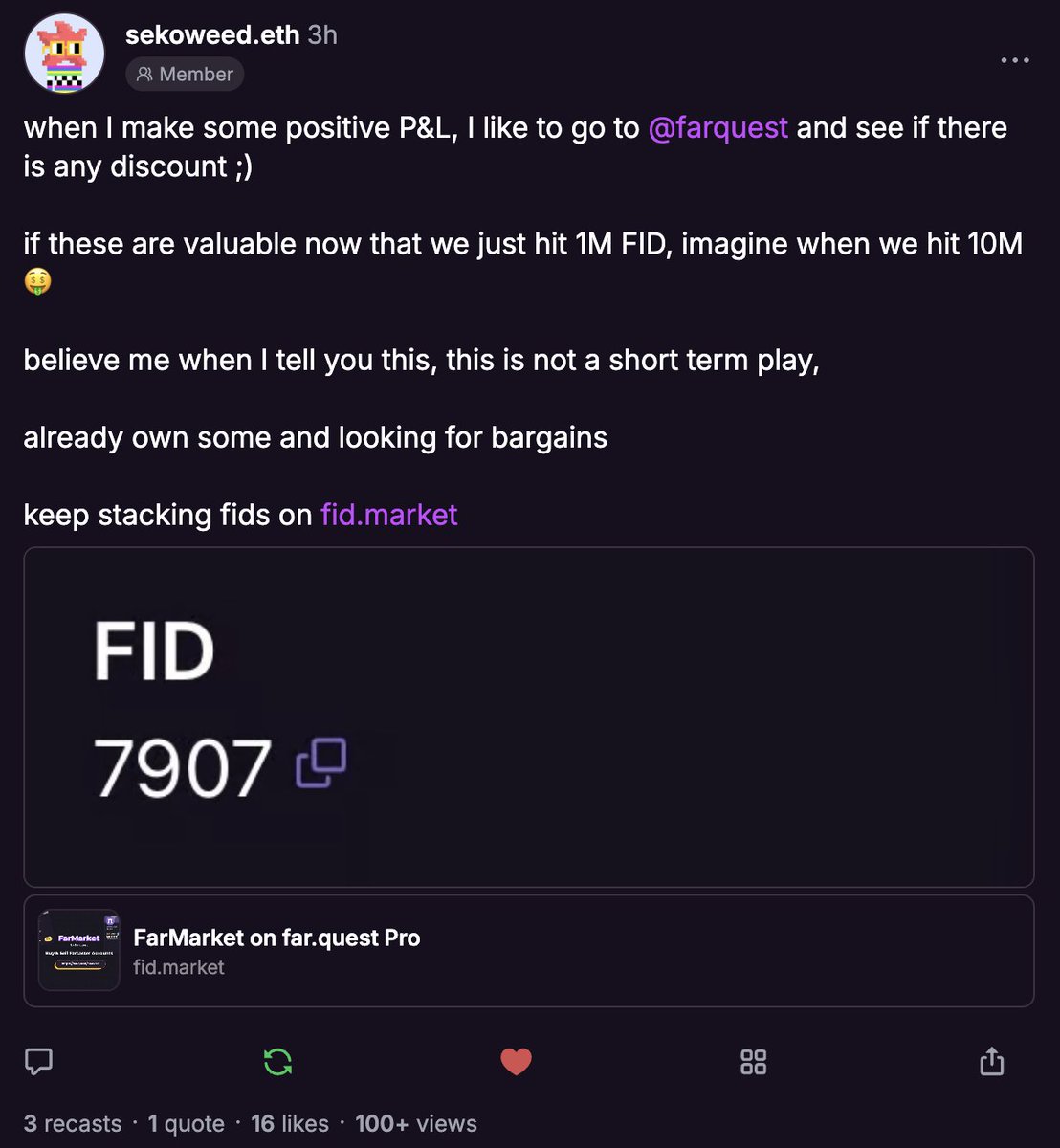 cryptojcdenton's tweet image. Everyone has a Farcaster ID on @farcaster_xyz - would you upgrade yours to a lower one if you could?

It&apos;s fascinating how numbers are important to people such as 888 in China, or @CounterStrike skin float numbers like 0.001337!