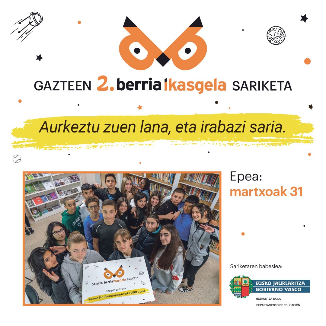 berria's tweet photo. ✍️ Ziur asko, erreportaje, kronika eta elkarrizketak nola egin lantzen ariko zarete ikastetxean. Bada, BERRIA Ikasgelak denon eskura jarri nahi ditu lan horiek! 👉 Bidali zuen lanak martxoaren 31 baino lehen, eta irabazi Otxandio-Oletako Hontza Extrem parkerako sarrerak ikasgelako guztientzat: https://t.co/EEXbbFP2lA