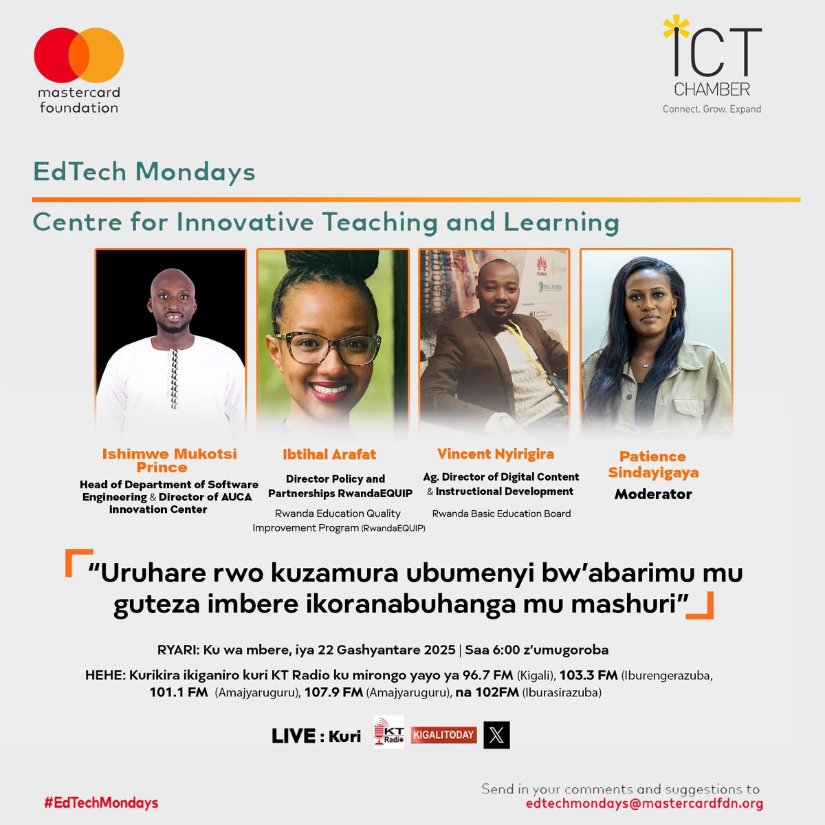 #EdTechMondays : Ikiganiro kigamije guteza imbere ikoranabuhanga mu burezi cyagarutse. Kuri uyu wa Mbere kiribanda ku "Kuzamura ubumenyi bw'abarimu mu guteza imbere ikoranabuhanga mu mashuri."

Nubwo mu 2018 kugeza mu 2022, abarimu babarirwa mu bihumbi hirya no hino mu Gihugu