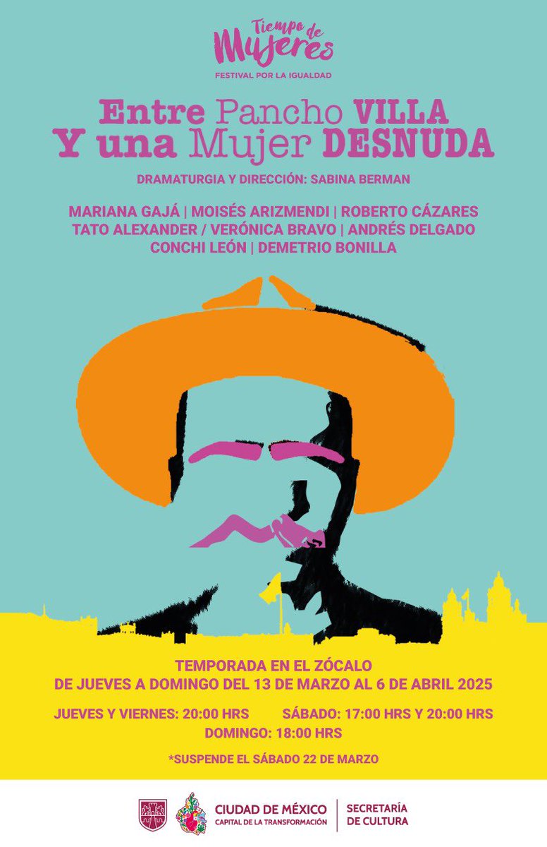 #ACPT 

Entre Pancho Villa Y Una Mujer Desnuda, llega al Zócalo del  13 de marzo al 6 de abril con: Mariana Gajá, Moisés Arizmendi, Tato Alexander, Conchi León, Vero Bravo y más

#PRESENCIAACPT #PREMIOSACPT