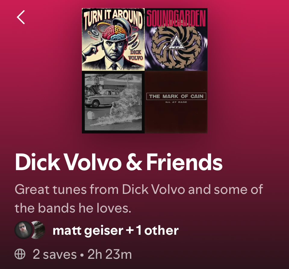 matt geiser (@mpgeiser) on Twitter photo Next up in my Indie Music & Friends is my favorite #IndieSurfRock band.
<a href="/DickVolvo/">Dick Volvo</a> rocks!! ❤️🤘
Have a listen and enjoy!!
open.spotify.com/playlist/0bobc… Next up in my Indie Music & Friends is my favorite #IndieSurfRock band.
<a href="/DickVolvo/">Dick Volvo</a> rocks!! ❤️🤘
Have a listen and enjoy!!
open.spotify.com/playlist/0bobc…
