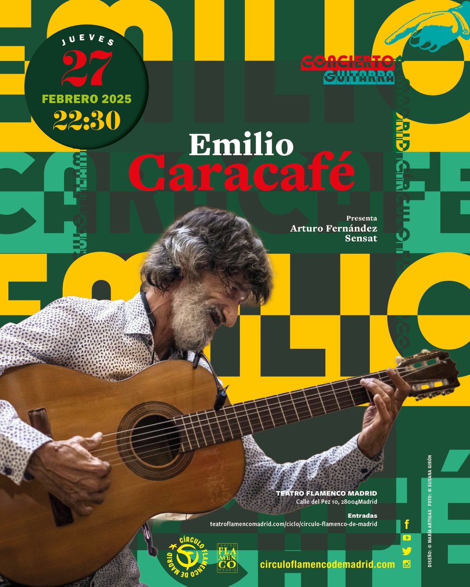 Círculo Flamenco de Madrid (@cirflamencomad) on Twitter photo 📅El próximo 27/2 EMILIO CARACAFÉ 🎵🎸:
📍Teatro Flamenco Madrid / 22:30h
⭐️ Emilio Caracafé
🎟 lc.cx/7tlXcV
|
<a href="/carlosmb1974/">Carlos Martín Ballester</a> <a href="/elflamencovive1/">El Flamenco Vive</a> <a href="/TeatroFlaMadrid/">TeatroFlamencoMadrid</a> <a href="/deflamenco_com/">deflamenco</a> <a href="/guiaflama/">Guía Flama</a> <a href="/RevZocoFlamenco/">Revista ZocoFlamenco</a> 📅El próximo 27/2 EMILIO CARACAFÉ 🎵🎸:
📍Teatro Flamenco Madrid / 22:30h
⭐️ Emilio Caracafé
🎟 lc.cx/7tlXcV
|
<a href="/carlosmb1974/">Carlos Martín Ballester</a> <a href="/elflamencovive1/">El Flamenco Vive</a> <a href="/TeatroFlaMadrid/">TeatroFlamencoMadrid</a> <a href="/deflamenco_com/">deflamenco</a> <a href="/guiaflama/">Guía Flama</a> <a href="/RevZocoFlamenco/">Revista ZocoFlamenco</a>