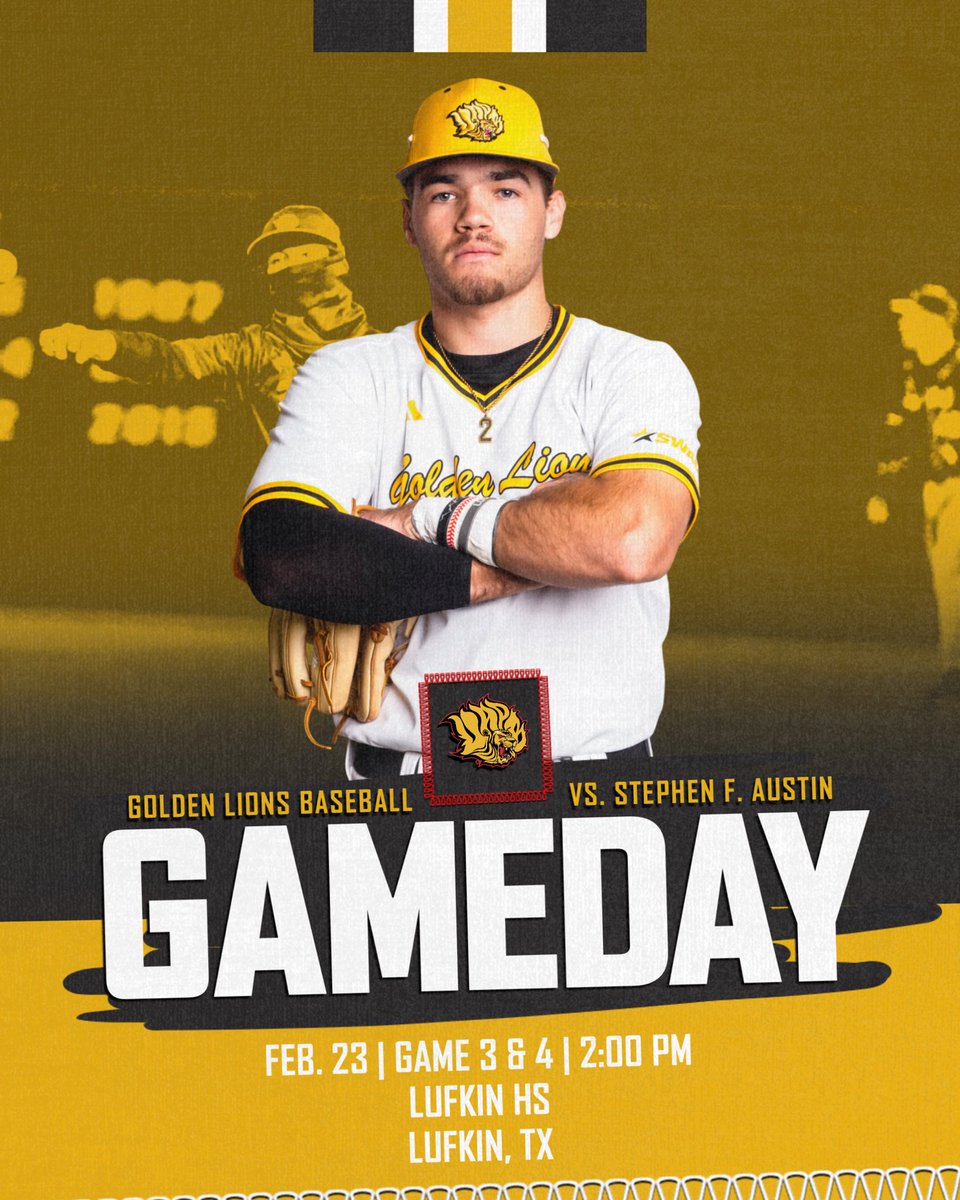 We’ll resume yesterday’s game at the top of the 4th inning. The final game will begin 30 minutes after its conclusion. 🦁⚾️

🆚 Stephen F. Austin
📍 Lufkin, TX
⏰ 2 PM
🏟️ Lufkin High School