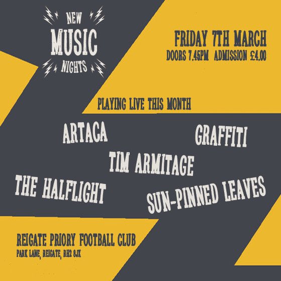 And you can see our New Music Nights debut in Reigate on Friday 7th March