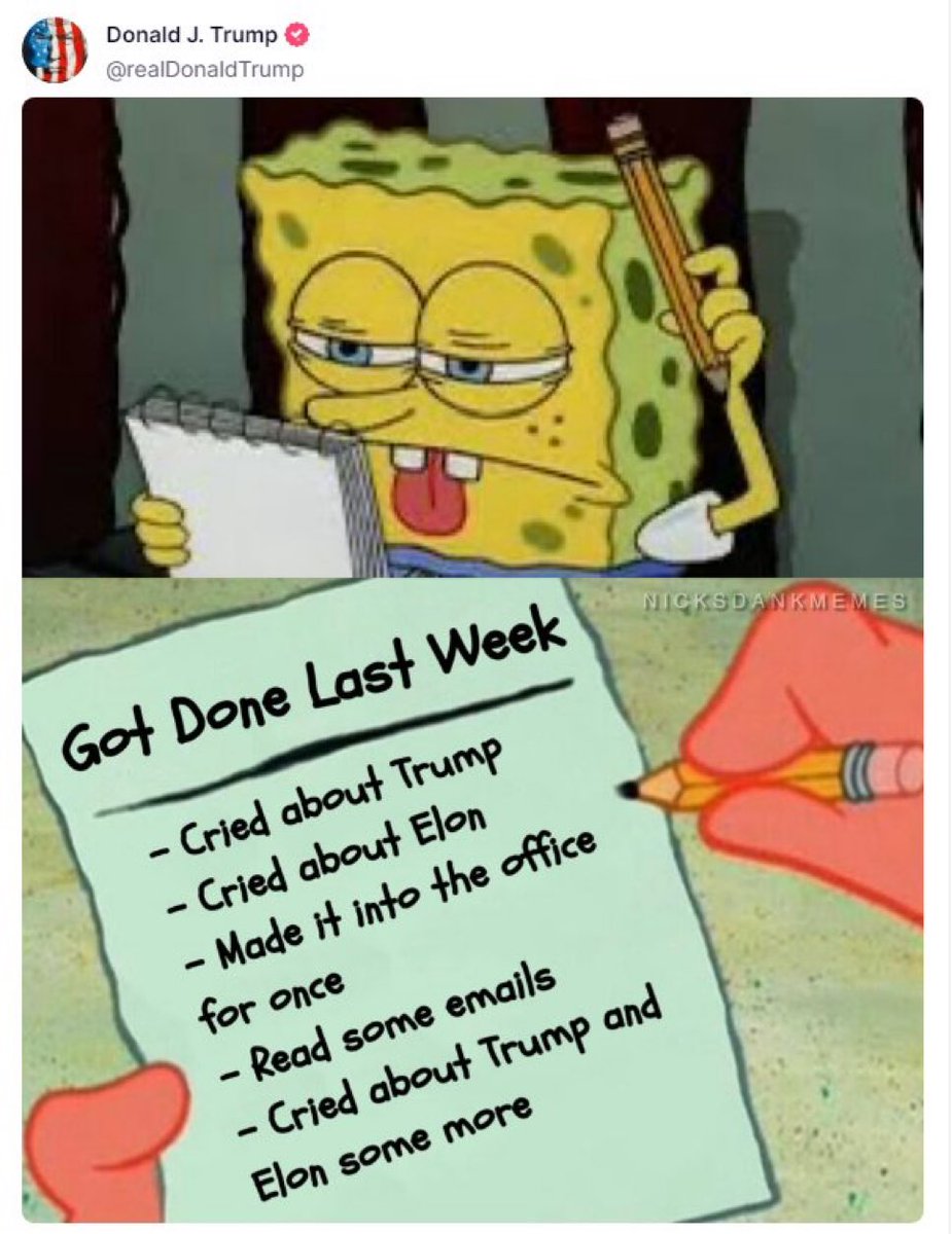 MikeCrispi's tweet image. Trump posting SpongeBob memes. 

We have truly entered the Golden Age of America.
