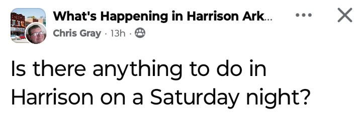 JarodKintz1's tweet photo. Is there anything to do in town on a Saturday night? 

Haven't you heard that Harrison's had an Entertainment District for over two years now? 

Our downtown now rivals most cemeteries as far as energy and enjoyment. https://t.co/U3lJXcSgoi