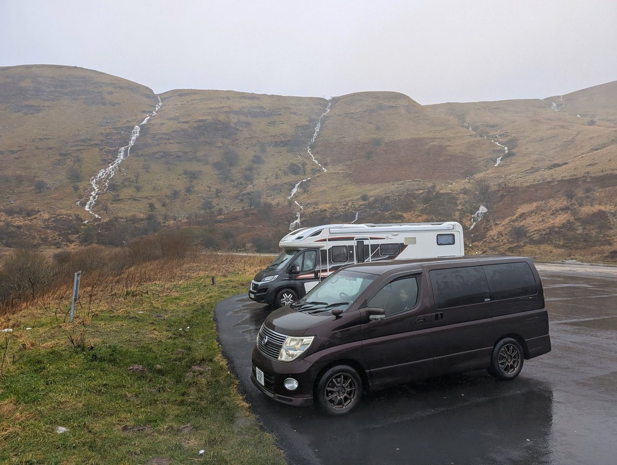 Another sojourn into Wales today. Excuse was, a test drive following some suspension work. But also has new EBC discs and Greenstuff pads...and boy, are the brakes hugely improved.

Torrential rain and gales...but was nothing to a 2.5 ton 4WD brick on all-season Contis.