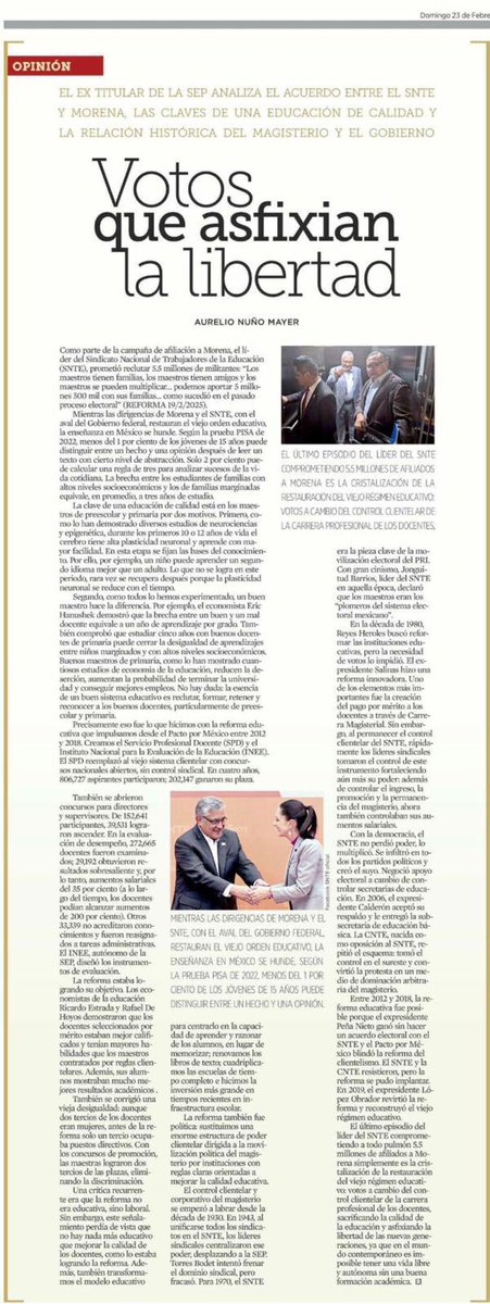 Aurelio Nuño (@aurelionuno) on Twitter photo Mientras las dirigencias de Morena y el SNTE, con el aval del Gobierno federal, restauran el viejo orden educativo, la enseñanza en México se hunde: menos del 1% de los jóvenes de 15 años puede distinguir entre un hecho y una opinión”. Les comparto mi artículo <a href="/reformanacional/">REFORMA Nacional</a> Mientras las dirigencias de Morena y el SNTE, con el aval del Gobierno federal, restauran el viejo orden educativo, la enseñanza en México se hunde: menos del 1% de los jóvenes de 15 años puede distinguir entre un hecho y una opinión”. Les comparto mi artículo <a href="/reformanacional/">REFORMA Nacional</a>