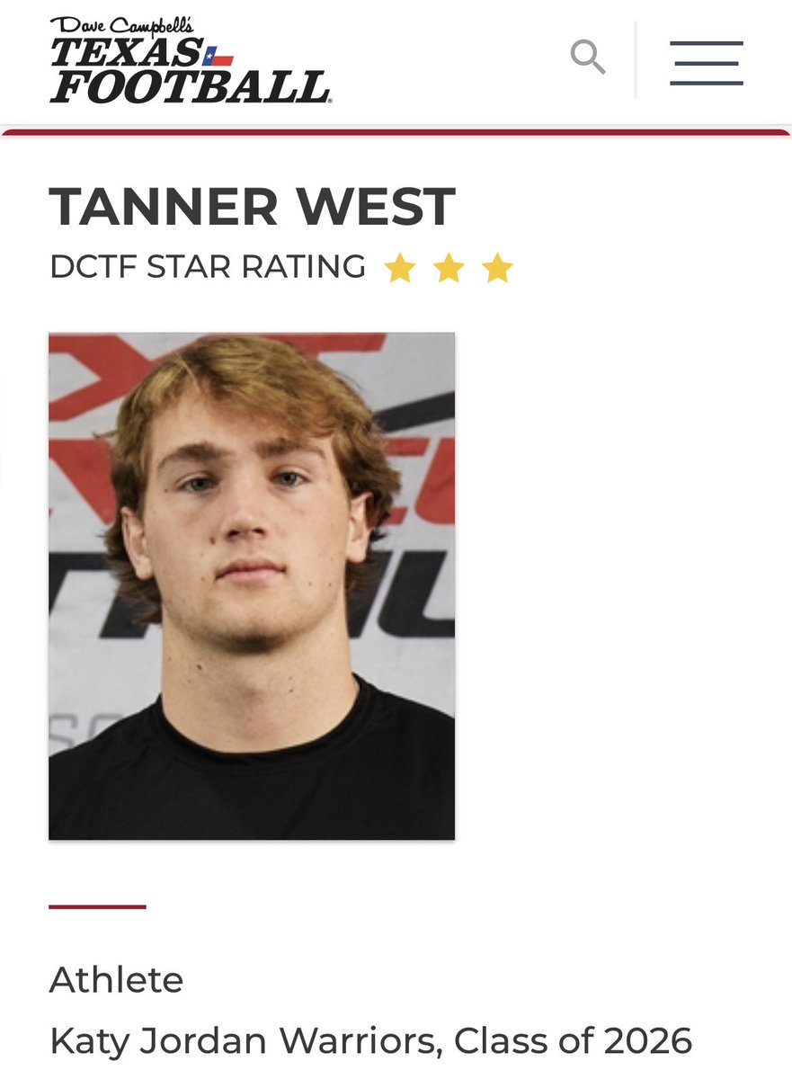 Blessed to be named a 3 star ⭐️ by <a href="/dctf/">Dave Campbell's Texas Football — TexasFootball.com</a> !!! <a href="/GPowersScout/">Greg Powers 🏟️</a> <a href="/JHSWarriors_FB/">Katy Jordan Football</a>