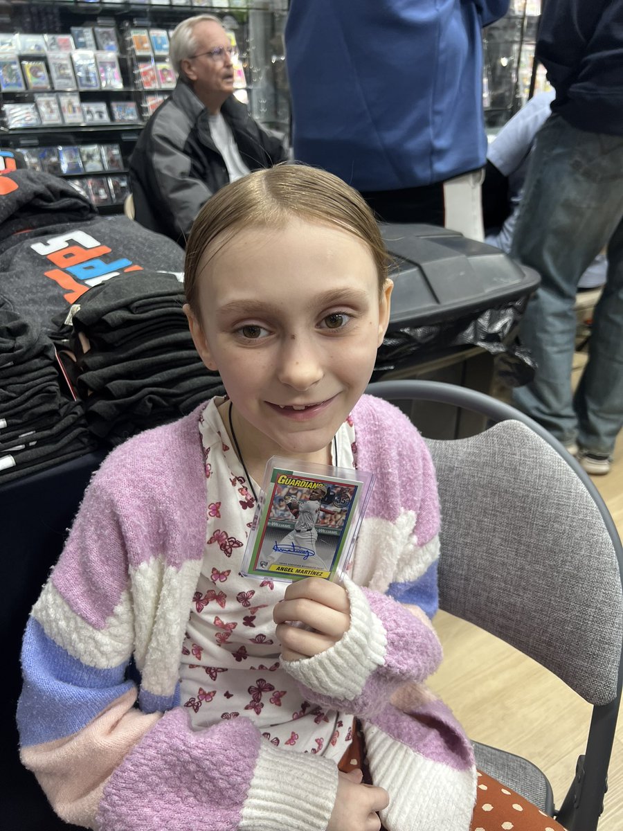 ndakkyle's tweet photo. And yesterday is what kicked off the baseball card fun. Took the world’s best Girl Scout with to Bismarck’s Sports Cave for #ToppsRipNight. A random kid went up to my daughter and told her, “Enjoy!” Handed her our first ever auto. Very cool moment. #ToppsSeries1 https://t.co/PCVeY6FSDq