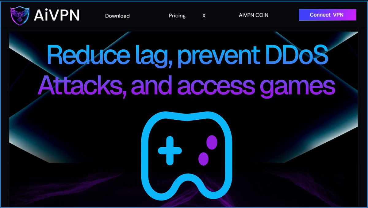 ai_vpn's tweet photo. Level up your gaming experience with the power of a VPN! 🎮 

Say Goodbye to Lag: Ai VPN can optimize your connection by reducing ping times and routing traffic through faster servers, giving you smoother gameplay.   

DDoS Attack Protection: Stay protected from malicious attacks that can disrupt your game. AiVPN hides your real IP address, making it impossible for attackers to target your connection.