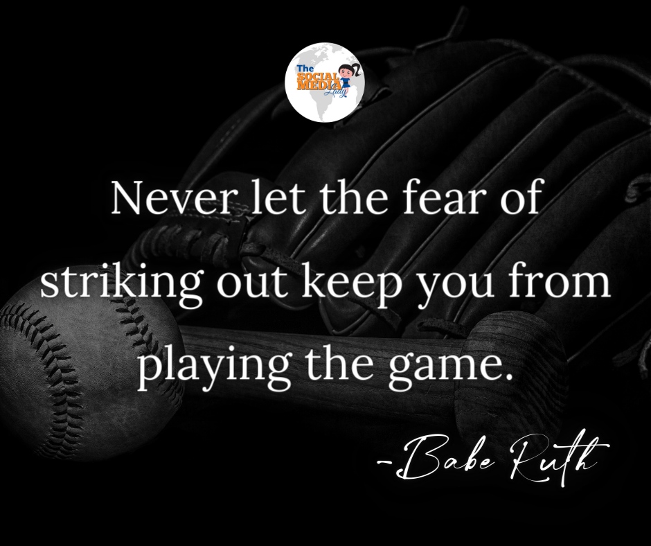 ReggioHaley's tweet photo. Never let the fear of striking out keep you from playing the game. -Babe Ruth 

#TheSocialMediaLady #SocialMediaManager #DigitalMarketingAgency https://t.co/7MSTKP8g8l