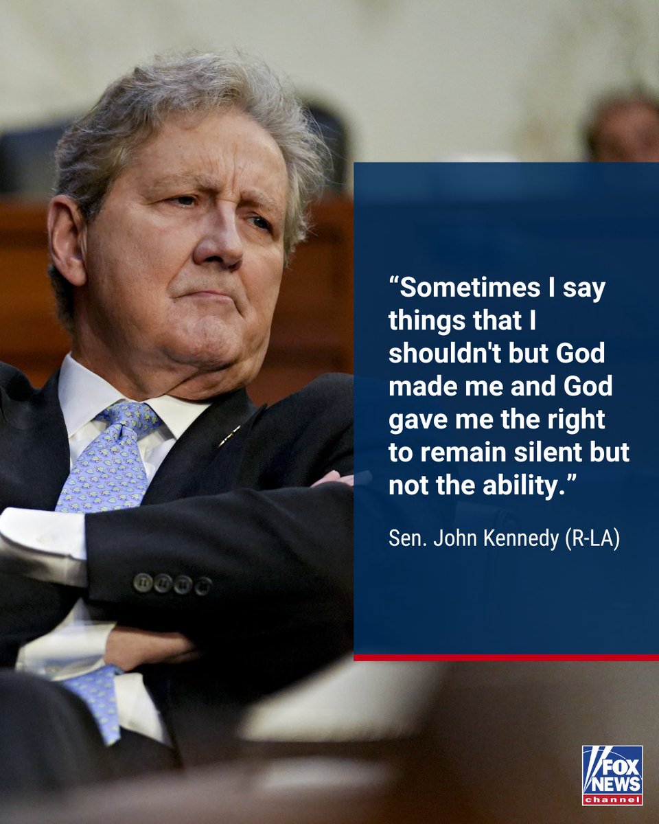 FoxNews's tweet image. .@SenJohnKennedy is renowned for his off-the-cuff blend of down-home humor and Oxford wit, and he told @seanhannity he's unapologetic for his blunt quips that say what many are thinking without any sugarcoating.