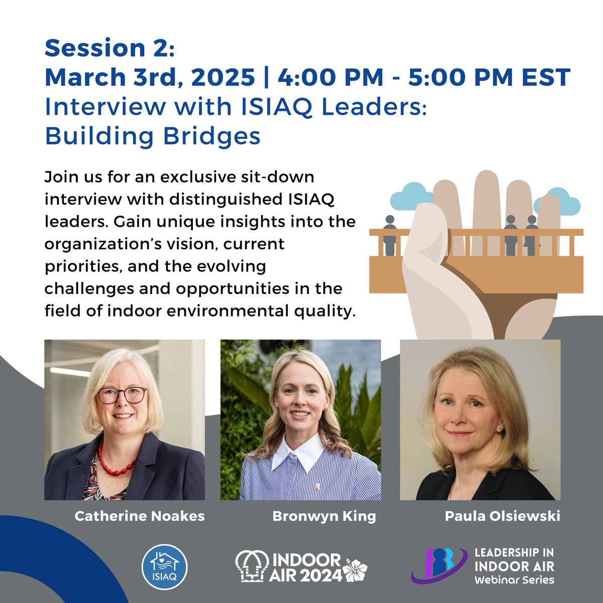 Session 2 of the Leadership in Indoor Air Webinar Series! 🎉

📅 March 3rd, 2025 | 🕒 4:00pm-5:00pm| 💻 Zoom

Learn More/Register: isiaq.org/leadership_in_…