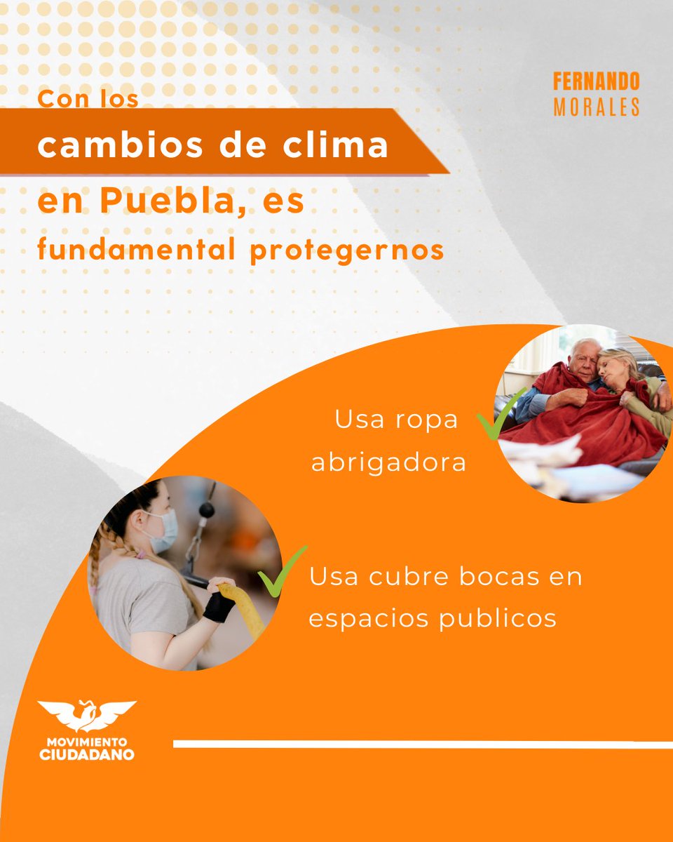 ❄️Con los cambios de clima en Puebla, es fundamental protegernos: abriguémonos bien, ventilemos espacios y acudamos al médico si es necesario. 😷Cuida tu salud y la de tu familia. La prevención es el primer paso para una Puebla más sana. 

#SaludEnPuebla #CuidadoRespiratorio