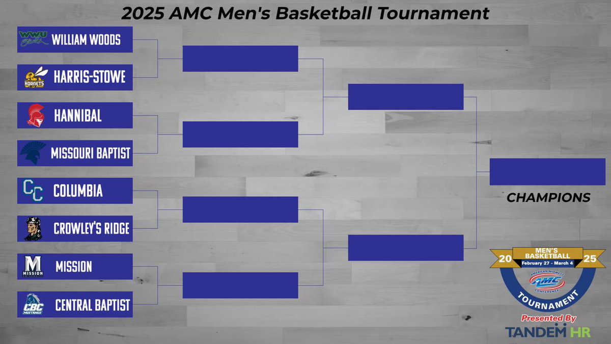 The bracket is locked! 🏀

The 2025 AMC Men’s Basketball Tournament will be hosted by the higher seeds!

Tickets are now on sale and should be purchased in advance at amcsportsonline.com/tickets 🎟️

Get your tickets today!