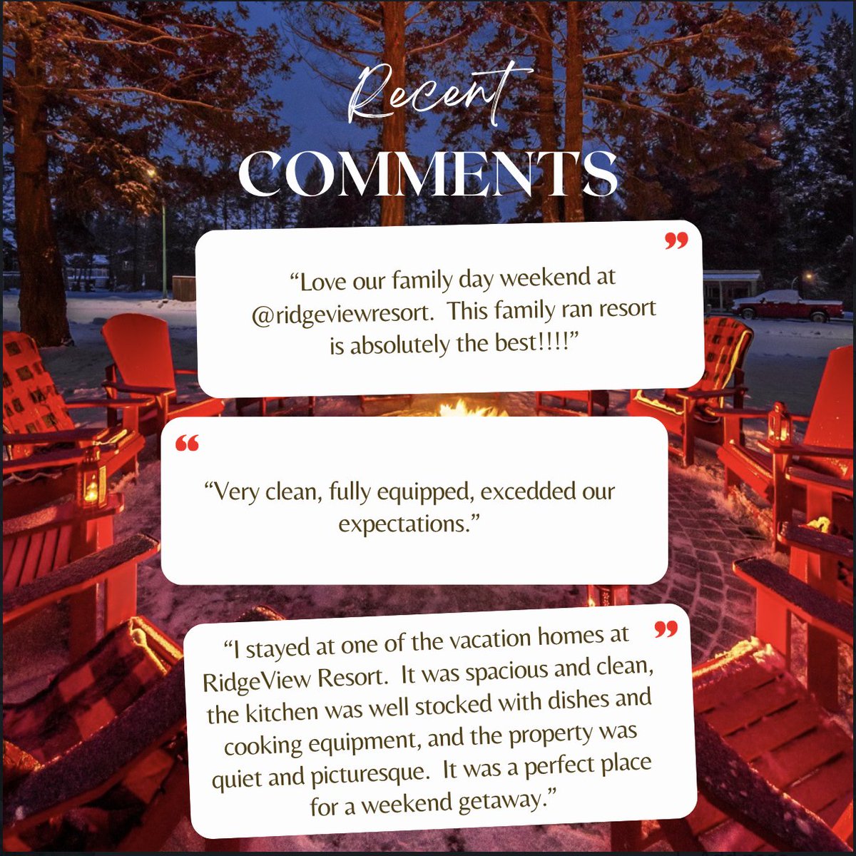 We’re feeling the love! ❤️ Whether you're here for a family adventure, a peaceful retreat, or just some well-earned relaxation, RidgeView Resort is your perfect getaway. 🌲🏡✨  

#RidgeViewResort #RadiumHotSprings #HelloBC #TravelCV #HappyPlace