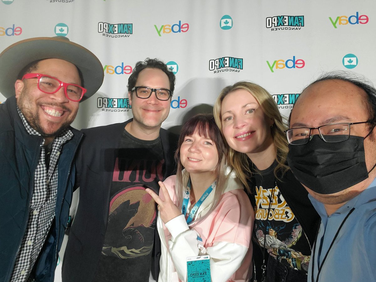 The <a href="/FANEXPOVAN/">FAN EXPO Vancouver</a> 2025 Moderator Dream Team! Thanks very much to Victor, <a href="/thordiakow/">Thor Diakow</a>, Santana, and <a href="/ChristyjFarrell/">Christy Farrell</a> for being wonderful to work with all weekend, the great guests we got to chat with, and the amazing audiences that joined us for all of the fun!