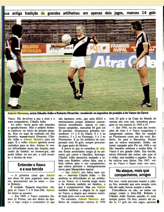 Ademir Menezes, Roberto Dinamite e Cláudio Adão em 1982