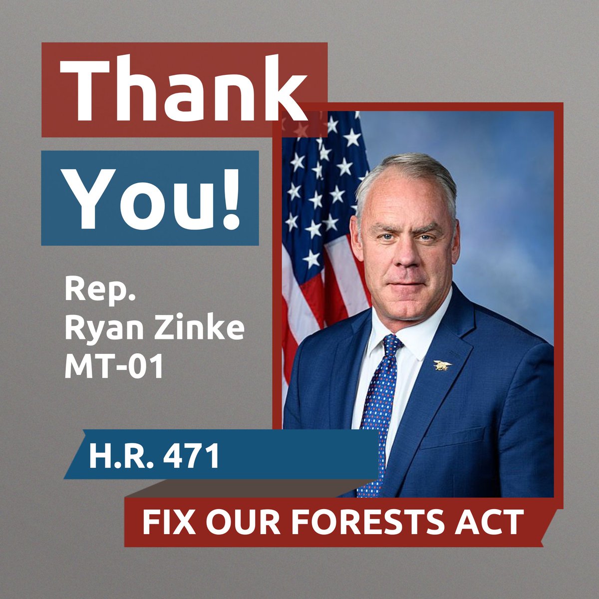 Big thanks <a href="/RepRyanZinke/">Rep Ryan Zinke</a> and <a href="/RepTroyDowning/">Congressman Troy Downing</a> for voting YES on #FixOurForests! Now it’s time to get this across the finish line in the Senate. <a href="/SteveDaines/">Steve Daines</a> <a href="/TimSheehyMT/">Tim Sheehy</a> Montanans are counting on you to help protect our forests, boost local economies &amp; safeguard American people!