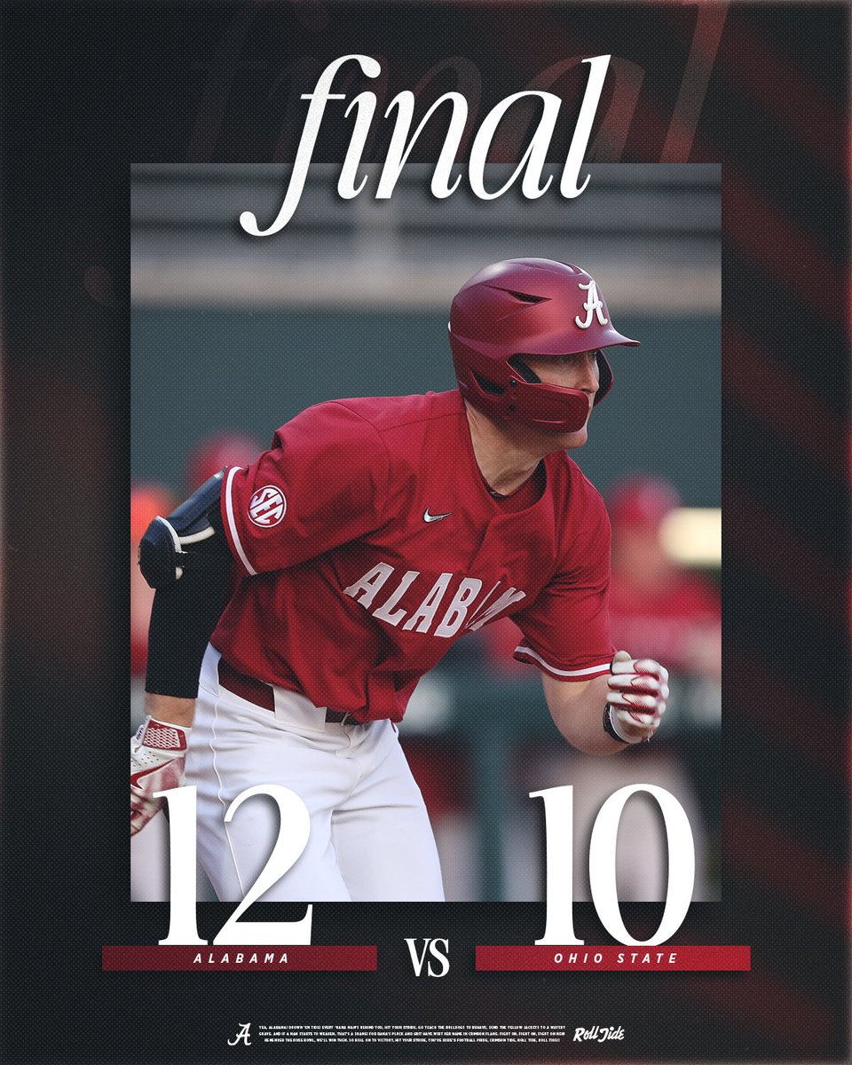 AlabamaBSB's tweet image. WE DIDN'T HEAR NO BELL!

#RollTide