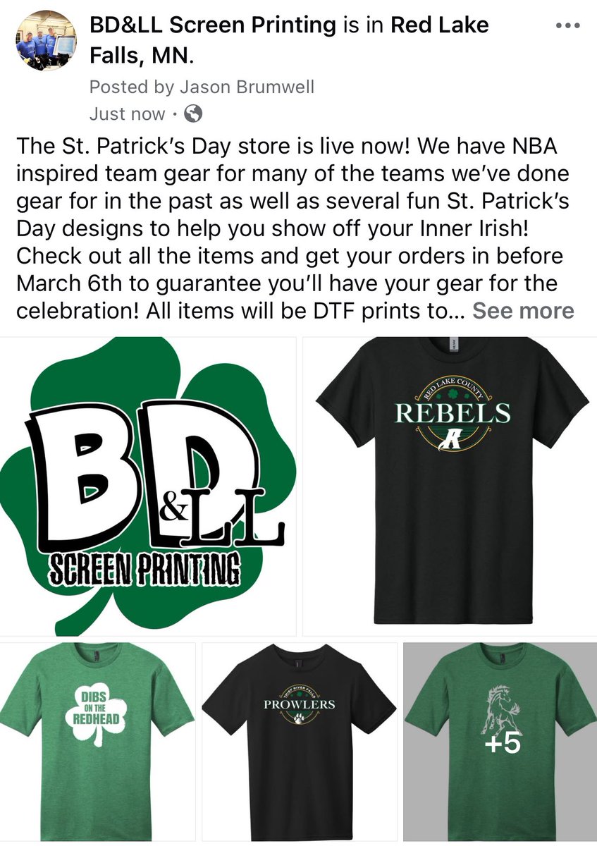 The BD&amp;LL St. Patrick’s Day store is live now! Get your orders in before March 6th to get your items by the holiday!

stores.inksoft.com/BD/shop/home
