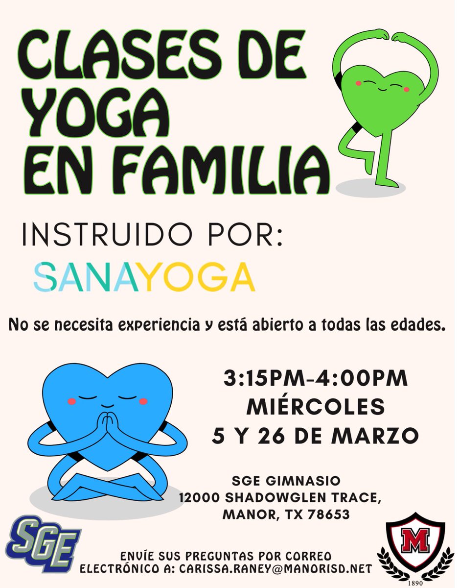 📣SGE Families 🧘‍♀️✨ Join us for Family Yoga in the SGE Gym! Wednesdays, March 5th &amp; 26th, at 3:15pm. Sign up today!
forms.gle/9aZ9k4uwEZbeWh…