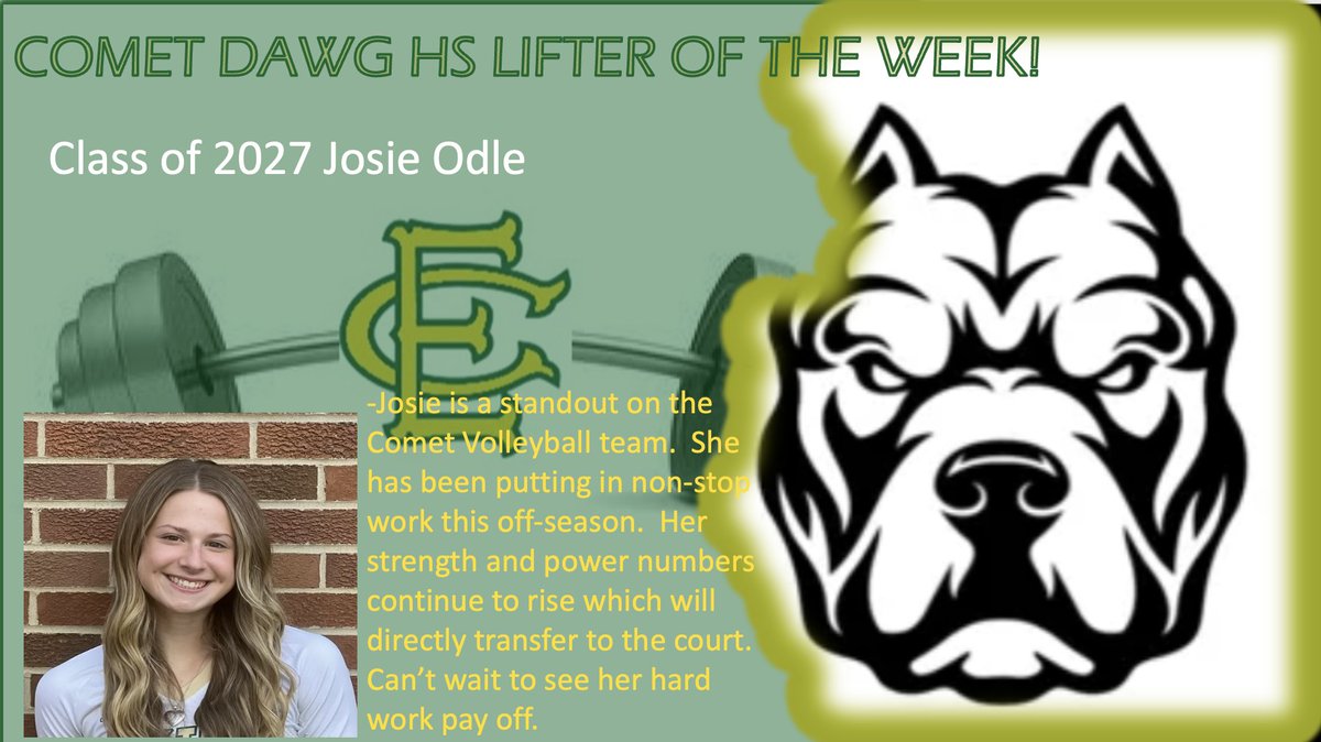 Comet Dawg of the week Class of 27 Comet Volleyball Standout <a href="/JosieOdleVB/">Josie Odle</a>