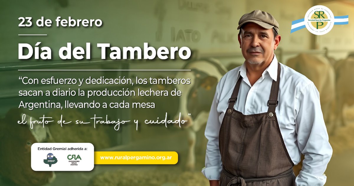🌾🥛 𝟐𝟑 𝐝𝐞 𝐟𝐞𝐛𝐫𝐞𝐫𝐨 | 𝐃𝐢́𝐚 𝐝𝐞𝐥 𝐓𝐚𝐦𝐛𝐞𝐫𝐨 🥛🌾

Celebramos este día, en homenaje a la creación de la Unión General de Tamberos en 1920, una entidad que unió a los productores lecheros de nuestro país.
Agradecemos su esfuerzo y dedicación.

¡Feliz día!
