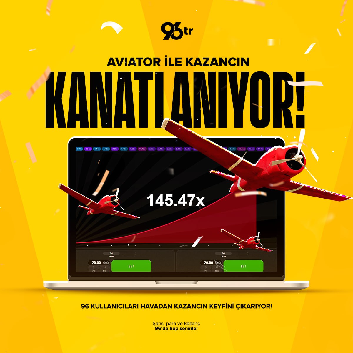 ✈️ Derbi Gününde Heyecan Uçuşa Geçiyor!

💸 Aviator'le 96'da kazançlar kanatlanıyor, 96 hep kazandırıyor!

🤩 Artem Dovbyk bu akşam gol atarsa 11 DOLAR nakit hediye!

🚀 Hemen oyna, hemen kazan: bit.ly/96tr