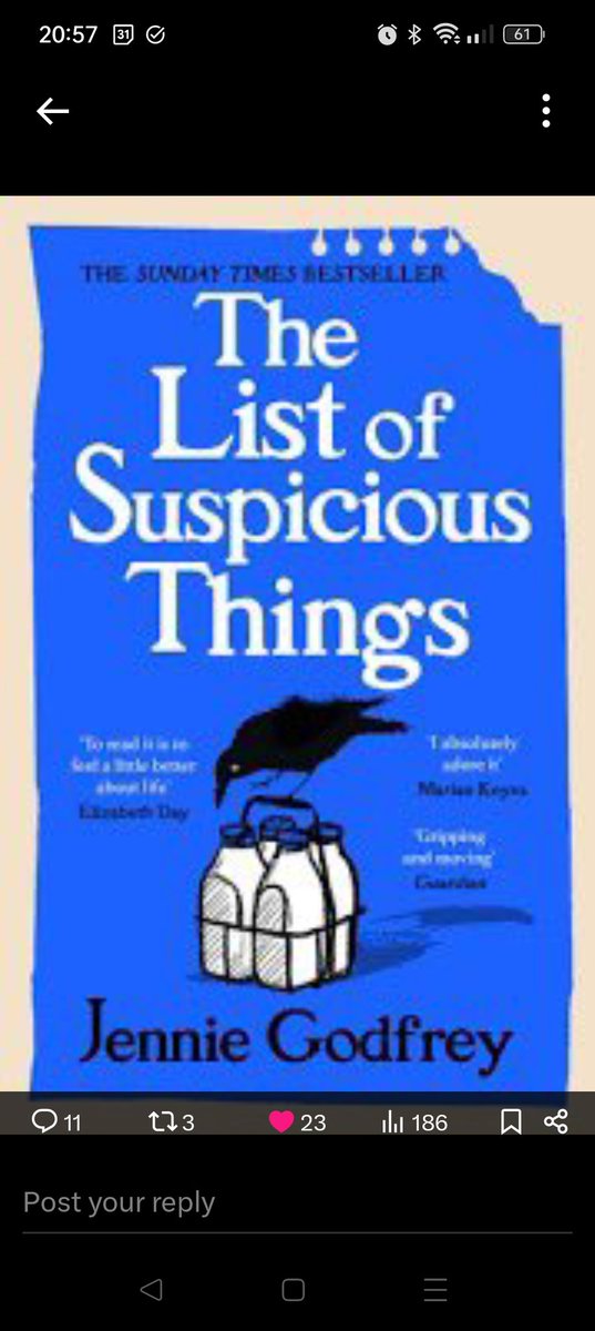 #catchatbookclub
Thanks for having us. I did take a few screen shots. I think List of Suspicious Things needs to be my next read.
I am looking forward to being back to normal, term time hours!