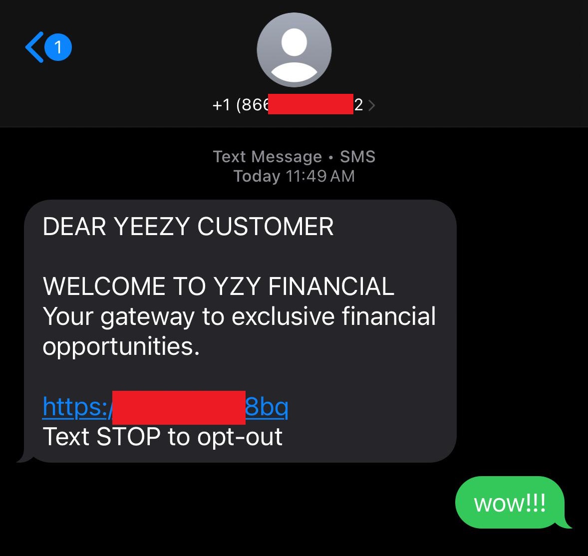 🚨 BREAKING: Possible Kanye's team leaked site and ca for his upcoming $YZY coin via customer texts. Today dozens of customers received txts from Yeezy 

Is this a legit leak? Is Kanye's account hacked? Or random phishing scam?

I've investigated it all - LETS SEE