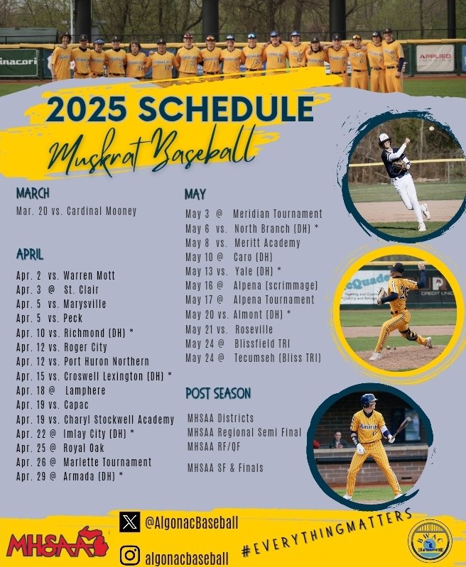 Algonac Baseball (@algonacbaseball) on Twitter photo 14 days!
<a href="/muskratnation/">Mitch Landrum</a> <a href="/Mac_Bwacexpo/">MACOMB & BLUE WATER AREA BASEBALL CONF EXPOSURE</a>
<a href="/BrendenWelper/">Brenden Welper</a> <a href="/phthSports/">Times Herald Sports</a>
#BTL #everythingmatters 14 days!
<a href="/muskratnation/">Mitch Landrum</a> <a href="/Mac_Bwacexpo/">MACOMB & BLUE WATER AREA BASEBALL CONF EXPOSURE</a>
<a href="/BrendenWelper/">Brenden Welper</a> <a href="/phthSports/">Times Herald Sports</a>
#BTL #everythingmatters