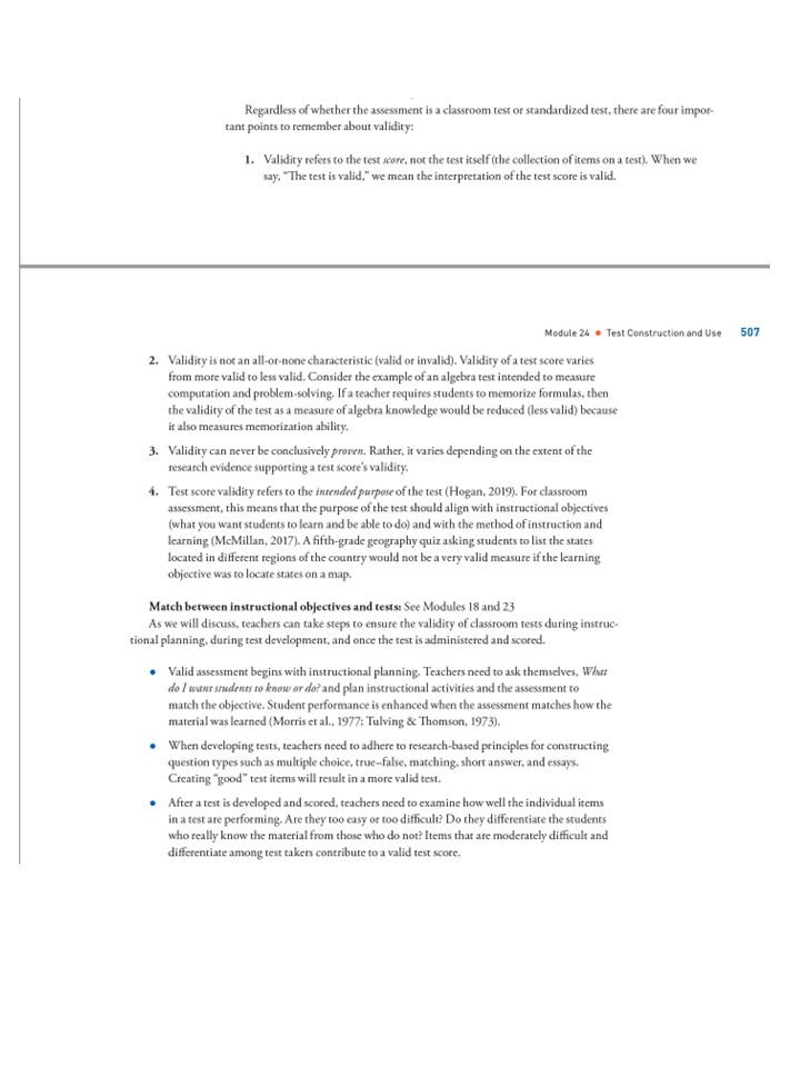 CherylDurwin's tweet image. Great thread by @PepsMccrea on #validity. I include many of these points in #EdPsychModules (5e, @Sage_Publishing):
Validity:
*refers to the test score, not the test itself.
 *is not an all-or-none characteristic.
*can never be proven.
*refers to intended purpose of the test.