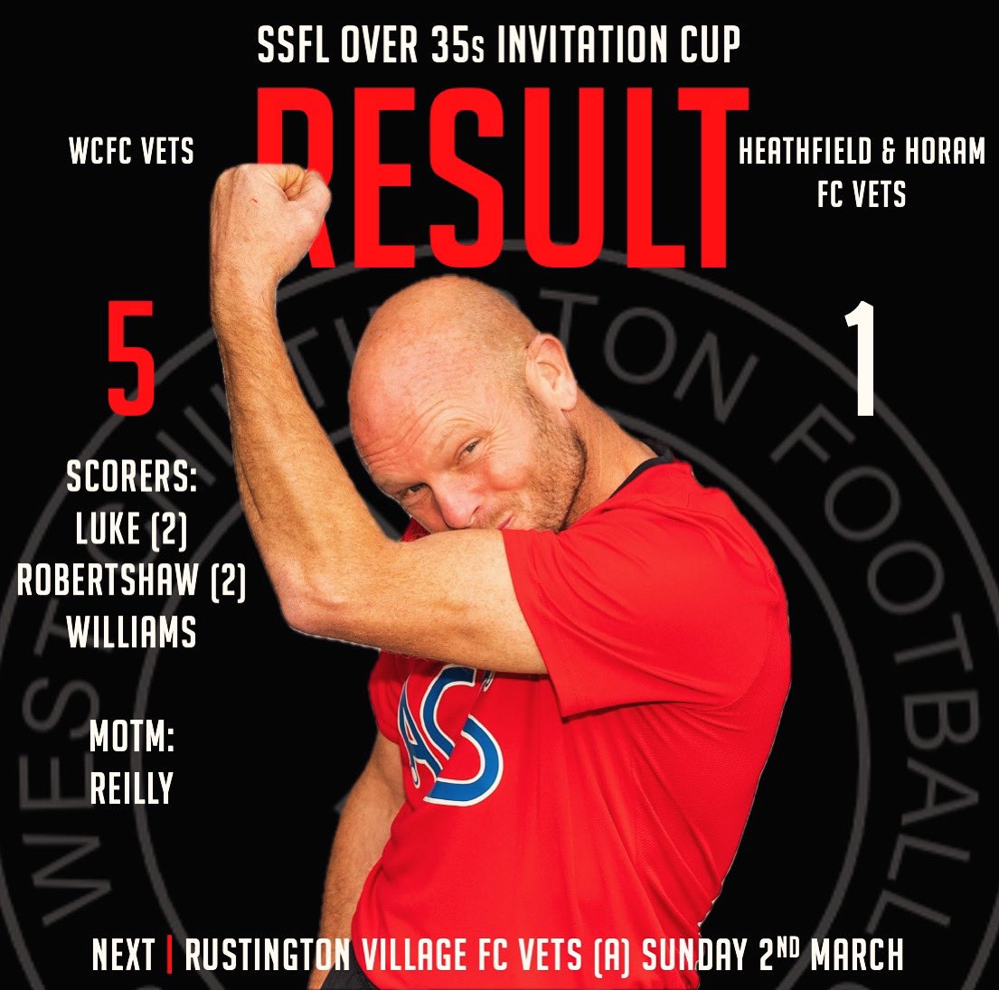 West Chiltington FC Vets (@westchiltfcvets) on Twitter photo We advance to the quarter-finals of <a href="/sussexsundayfl/">Sussex Sunday Football League</a> <a href="/D2DTAXIS/">Door 2 Door Taxis</a> Over 35s Invitation Cup, where we’ll face either <a href="/PT_FC/">Peacehaven & Telscombe Football Club</a> Vets or <a href="/WoodingdeanWFC/">WoodingdeanWanderers</a> Vets on Sunday 16th March. #COYChilt 🔴⚫️ We advance to the quarter-finals of <a href="/sussexsundayfl/">Sussex Sunday Football League</a> <a href="/D2DTAXIS/">Door 2 Door Taxis</a> Over 35s Invitation Cup, where we’ll face either <a href="/PT_FC/">Peacehaven & Telscombe Football Club</a> Vets or <a href="/WoodingdeanWFC/">WoodingdeanWanderers</a> Vets on Sunday 16th March. #COYChilt 🔴⚫️