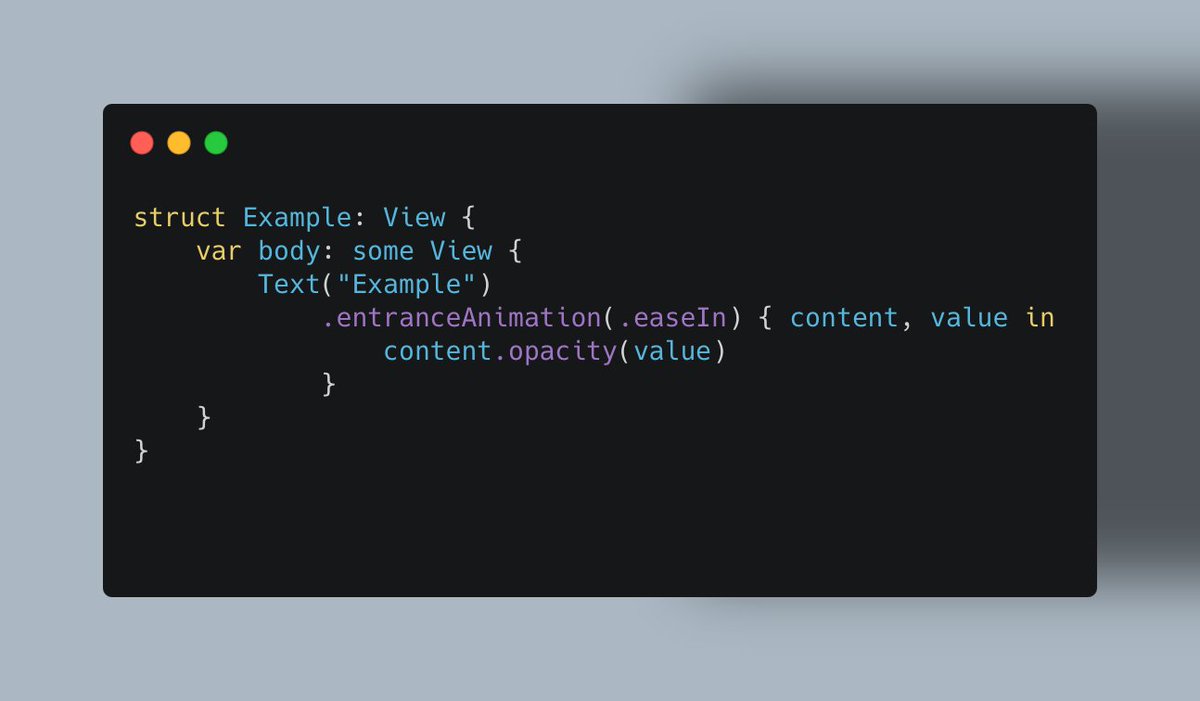 Handy swift snippet if you want to add animations when a view appears ✨

Animate whatever you need - opacity, blur, scale. It all just works