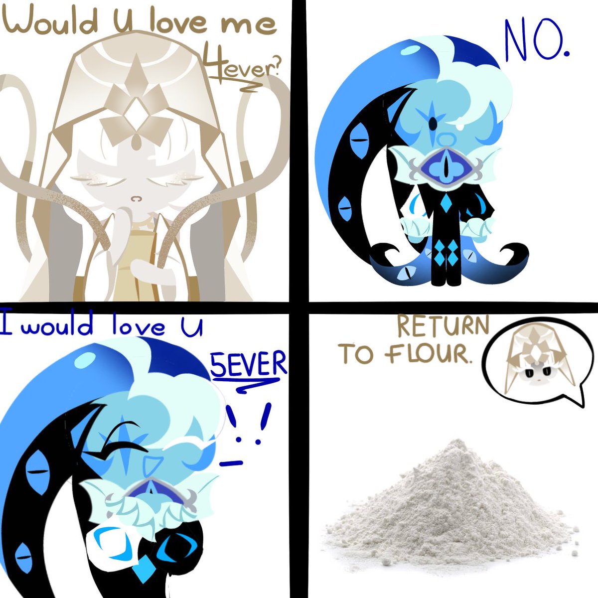 LOVERS 5 EVER !!!! 
#crk #shadowflour #cookierun #cookierunkingdom #shadowmilkcookie #mysticflourcookie