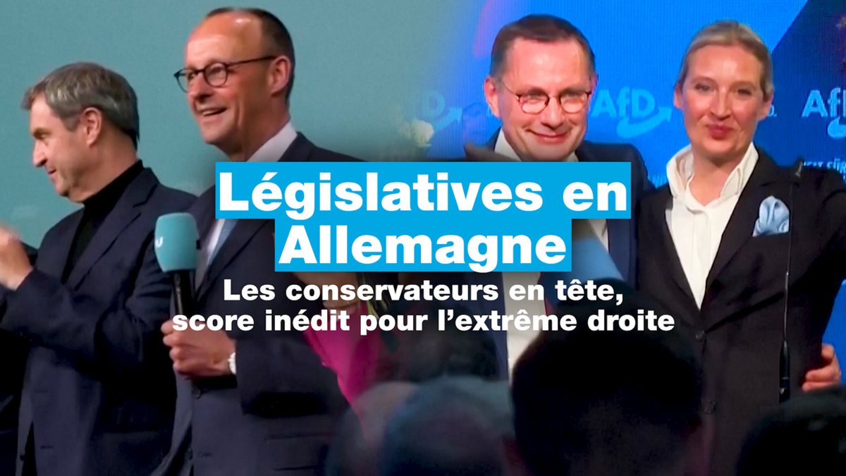 Législatives en Allemagne : les conservateurs en tête, score inédit pour l'extrême droite f24.my/Ay80.x
