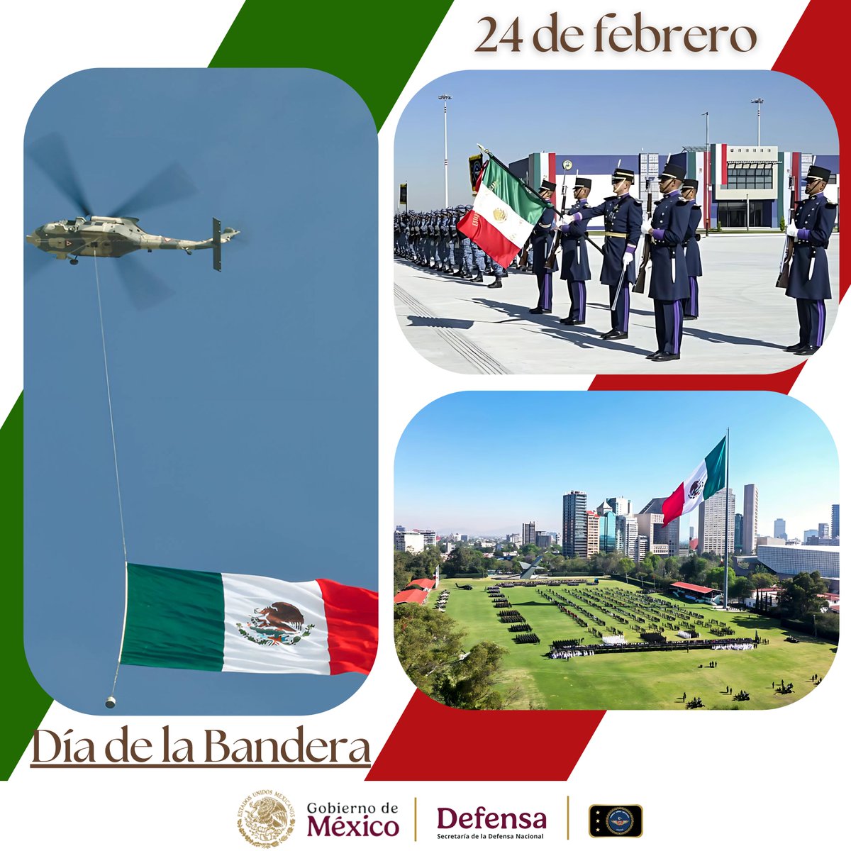 FuerzaAereaMx's tweet photo. Hoy rendimos homenaje a nuestro lábaro patrio, símbolo de unidad e identidad entre los mexicanos #FuerzaAéreaMX #EjércitoMX #GuardiaNacional https://t.co/Y1vZwZrSrJ