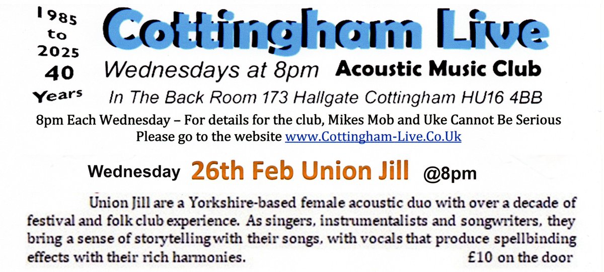 Cottingham Live Acoustic Music Club (@cottinghamlive) on Twitter photo 