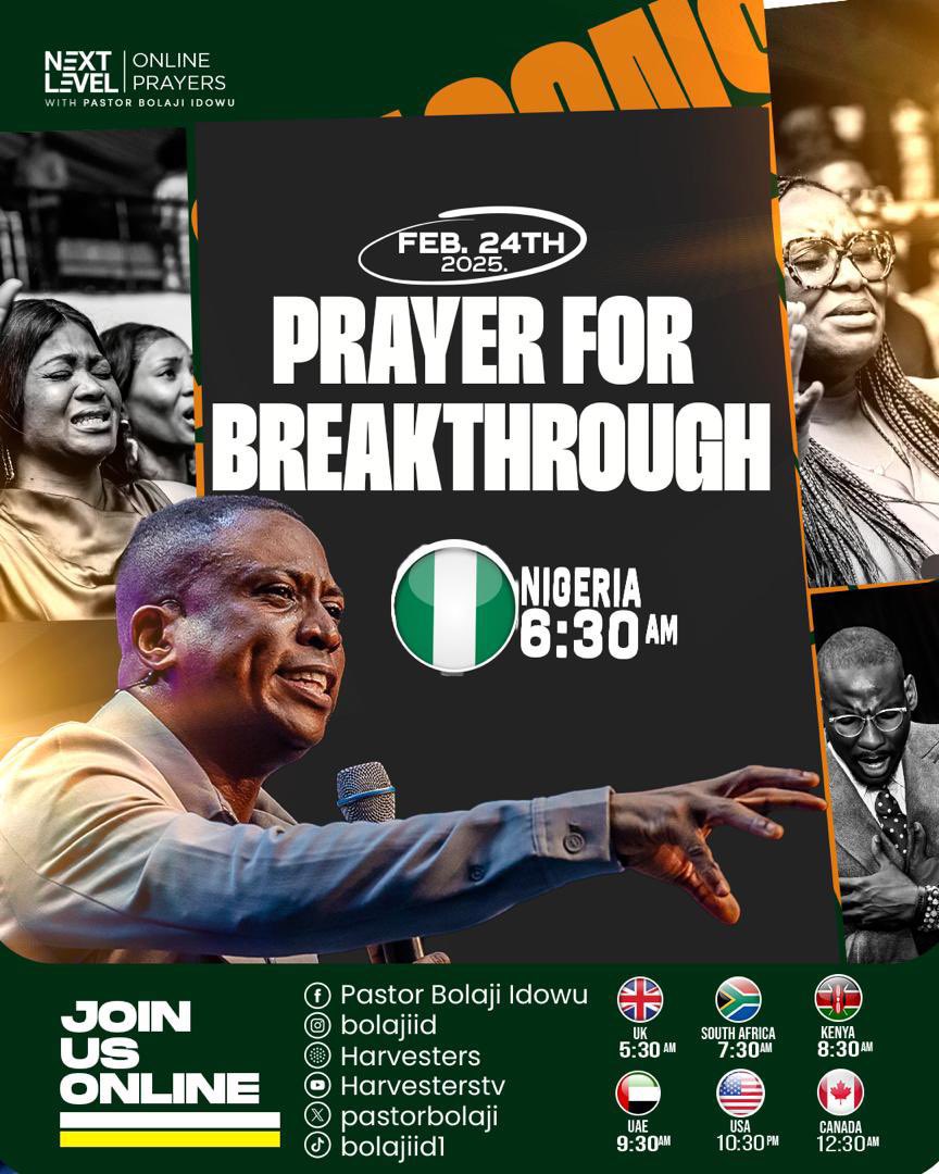 UncleGeeOfZion's tweet photo. Join us this week  on #NLP 

👉 Online and onsite ✅ 

Invite everyone 👍

Grace is our story!!! 💯

#BreakthroughWeek
#Monday
#February24th
#PropheticPrayers 
#WordBasedPrayers 
#NextLevelPrayers 
#NLPWithPastorBolaji https://t.co/HPVo3KTZ5X