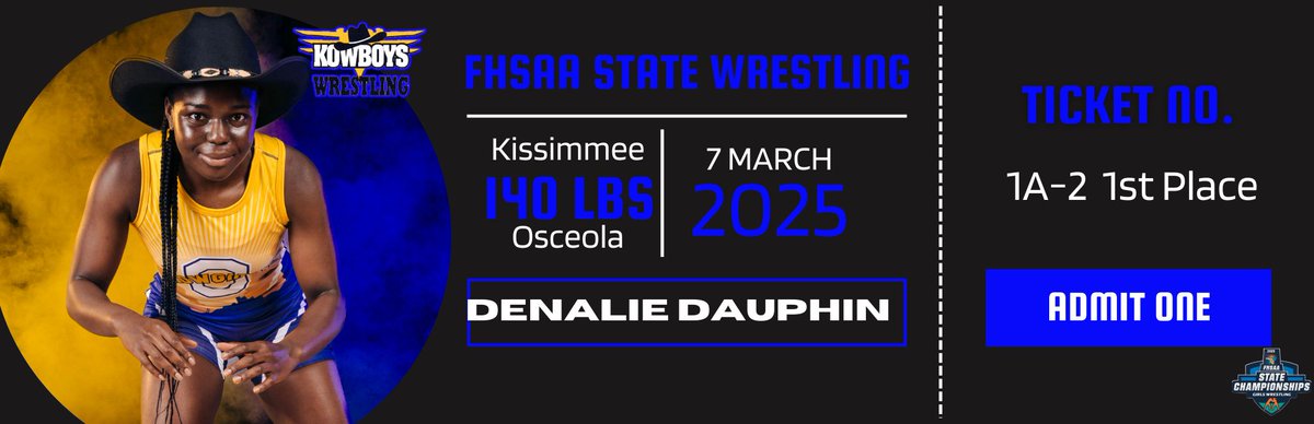 Kowboys Athletics (@kowboyathletics) on Twitter photo Denalie Dauphin - Lady Kowboys Wrestling State Qualifier - 140 lbs. #KowboyUp! <a href="/osvarsity/">Sentinel Varsity</a> @osceolasports <a href="/sdocathletics/">SDOC ATHLETICS</a> <a href="/AdventHealth/">AdventHealth</a> <a href="/positiveosceola/">Positively Osceola</a> Denalie Dauphin - Lady Kowboys Wrestling State Qualifier - 140 lbs. #KowboyUp! <a href="/osvarsity/">Sentinel Varsity</a> @osceolasports <a href="/sdocathletics/">SDOC ATHLETICS</a> <a href="/AdventHealth/">AdventHealth</a> <a href="/positiveosceola/">Positively Osceola</a>