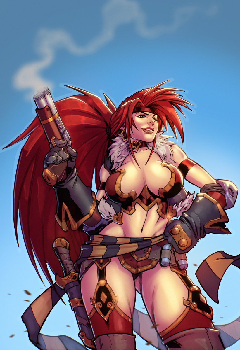 I had to throw some color on this killer Red Monika piece by <a href="/LadjouzeC/">Chahine</a> I miss <a href="/BattlechasersDE/">BattleChasers DE @GC</a> <a href="/AirshipSyn/">Airship Syndicate</a> tell Joe to make more please.