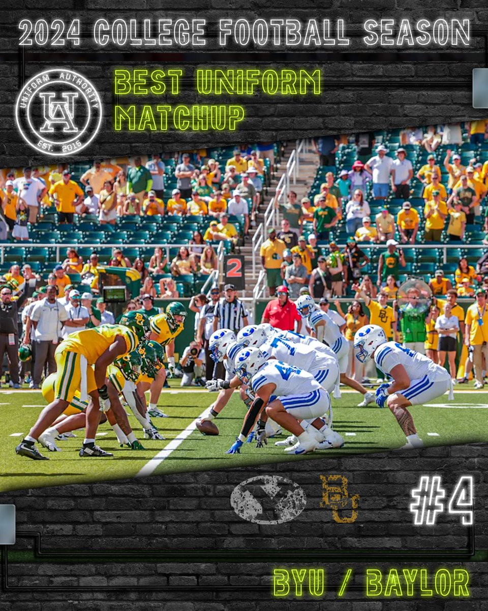 Uniform Authority (@uniauthority) on Twitter photo #UniAuthority Best Uniform Matchups of the 2024 College Football Season:
4. <a href="/BYUfootball/">BYU FOOTBALL</a> / <a href="/BUFootball/">Baylor Football</a>
#UAAwards | <a href="/byuequipment/">BYU EQ</a> #UniAuthority Best Uniform Matchups of the 2024 College Football Season:
4. <a href="/BYUfootball/">BYU FOOTBALL</a> / <a href="/BUFootball/">Baylor Football</a>
#UAAwards | <a href="/byuequipment/">BYU EQ</a>